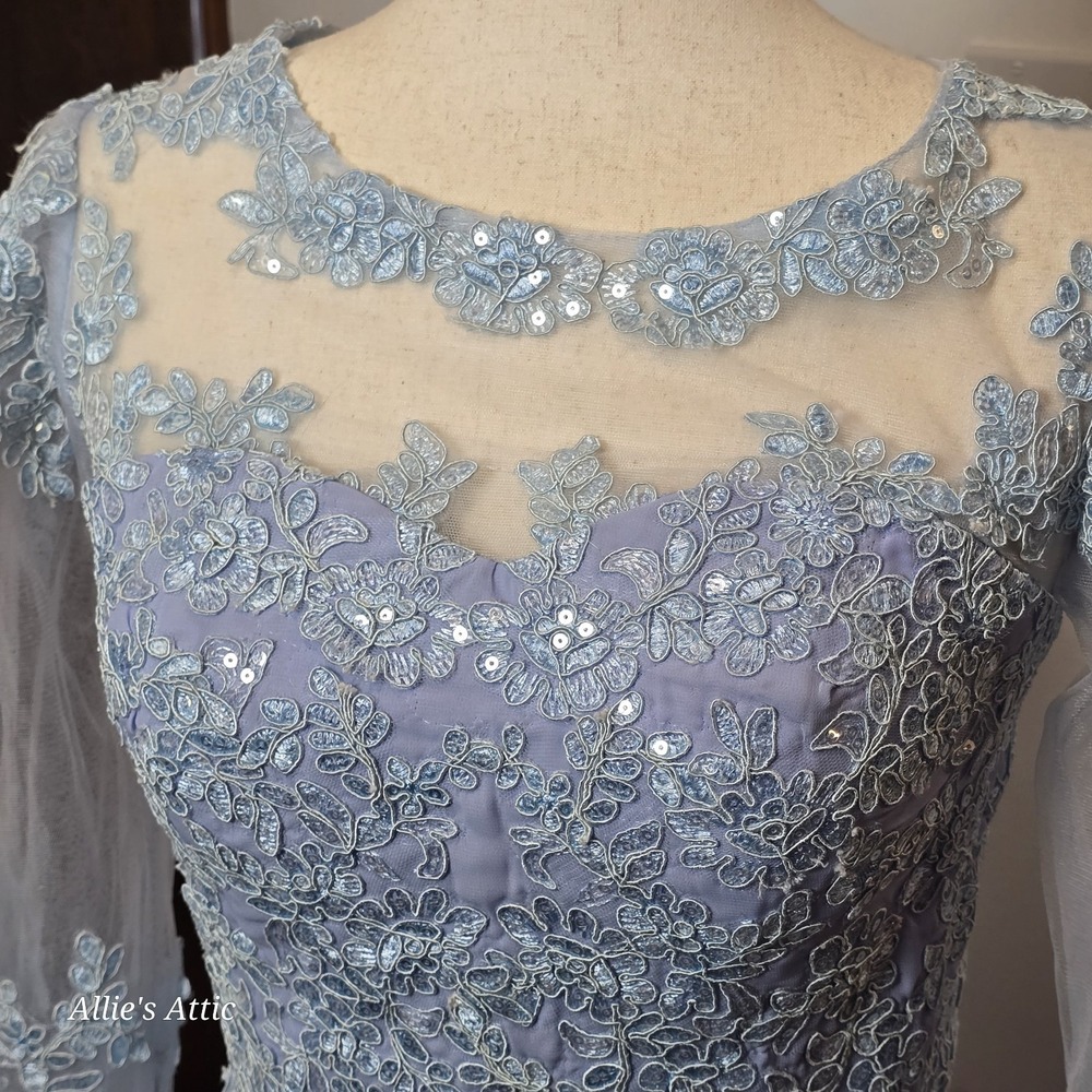 Lilac Purple Blue Beaded Haute Couture Mother Of Bride Dress Wedding Formal S* - Picture 5 of 15